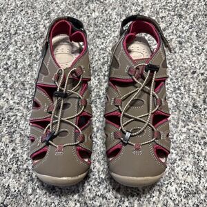 WOMENS EDDIE BAUER MARY HIKING/WATER SANDALS BROWN/PINK SIZE 10